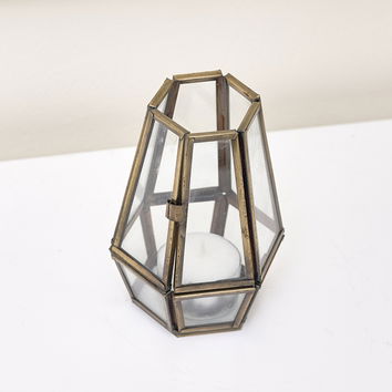 Antique Gold Geometric Tealight Holder