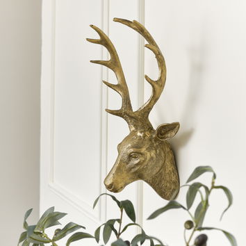 Antique Gold Metal Stag Head