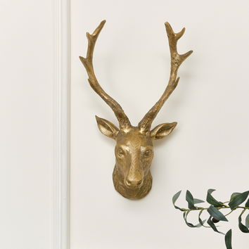 Antique Gold Metal Stag Head