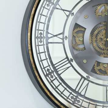 Antique Gold Mirrored Cog Wall Clock