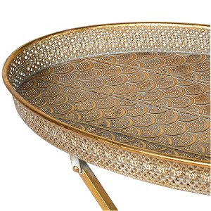 Antique Gold Oval Metal Tray Table