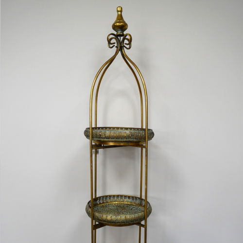 Antique Gold Three Tier Freestanding Shelf
