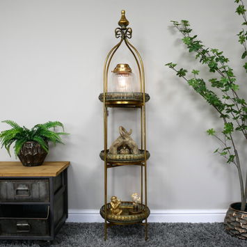Antique Gold Three Tier Freestanding Shelf