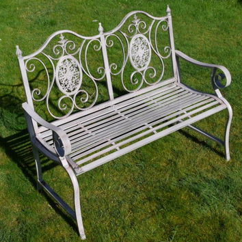 Antique Grey Ornate Garden Bench