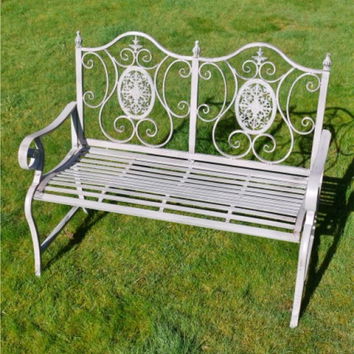 Antique Grey Ornate Garden Bench