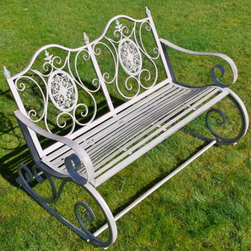 Antique Grey Vintage Rocking Garden Bench