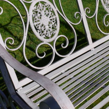 Antique Grey Vintage Rocking Garden Bench