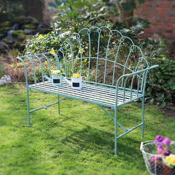 Antique Sage Green Garden Bench