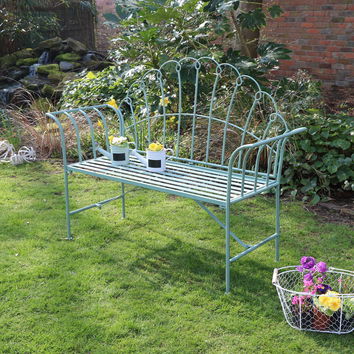 Antique Sage Green Garden Bench 