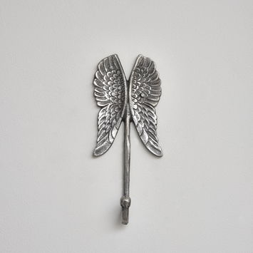 Antique Silver Angel Wings Wall Hook