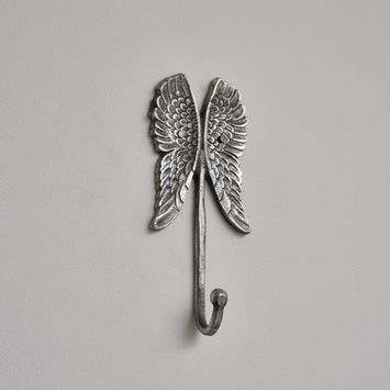 Antique Silver Angel Wings Wall Hook