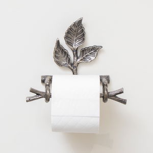 Antique Silver Leaf Detail Textured Toilet Roll Holder