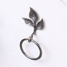 Antique Silver Leaf Detail Textured Towel Ring Holder