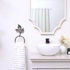 Antique Silver Leaf Detail Textured Towel Ring Holder
