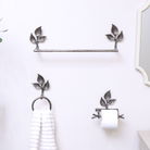 Antique Silver Leaf Detail Textured Towel Ring Holder