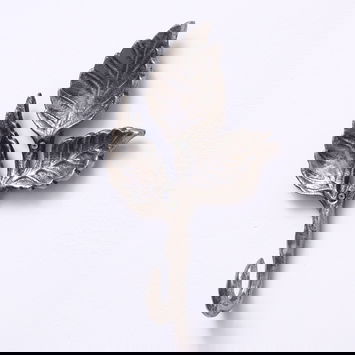 Antique Silver Leaf Detail Textured Wall Hook