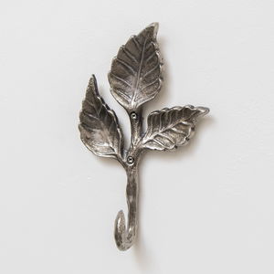 Antique Silver Leaf Detail Textured Wall Hook