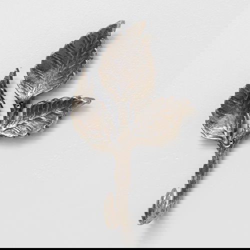 Antique Silver Leaf Detail Textured Wall Hook