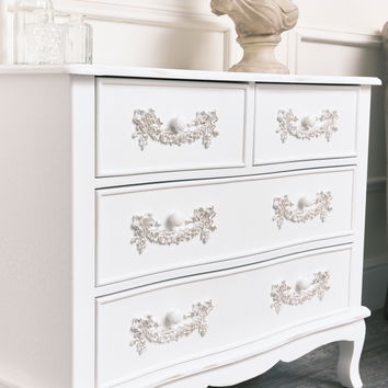 Antique White 4 Drawer Chest of Drawers - Pays Blanc Range