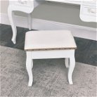 Antique White Dressing Table Desk with Triple Mirror and Stool - Pays Blanc Range