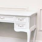 Antique White Dressing Table Desk with Triple Mirror - Pays Blanc Range