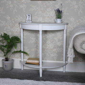 Antique White Half Moon Console Table - Mia Range