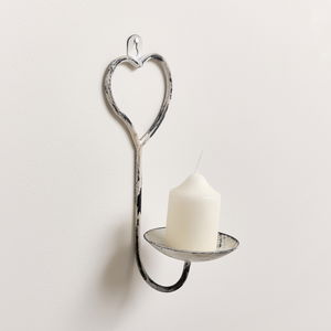 Antique White Heart Candle Sconce