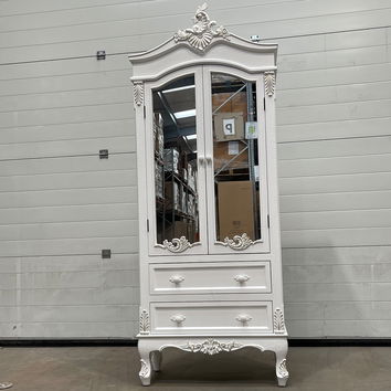 Antique White Mirrored Closet - Pays Blanc Range