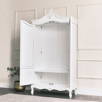 Antique White Mirrored Double Wardrobe - Pays Blanc Range