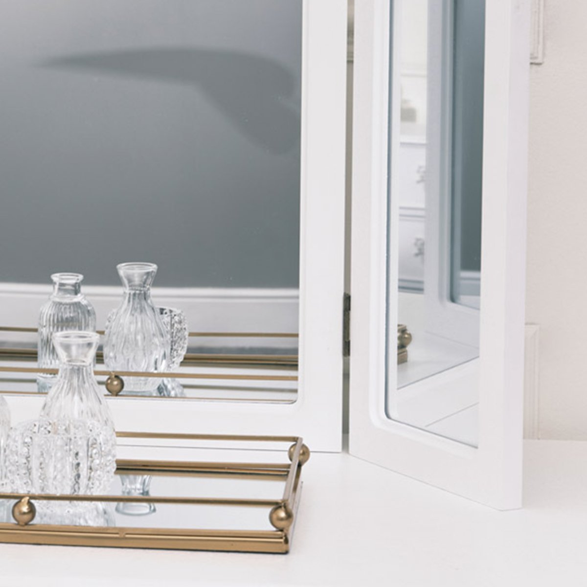 Antique White Triple Dressing Table Mirror - Pays Blanc Range