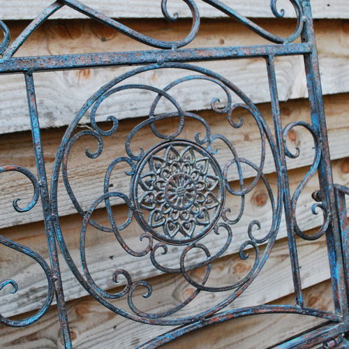 Antiqued Black Metal Garden Bench