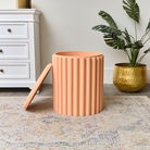 Apricot Wooden Fluted Storage Stool / Side Table