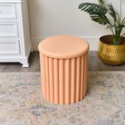 Apricot Wooden Fluted Storage Stool / Side Table