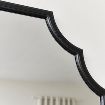 Black Satin Geometric Framed Wall Mirror 80cm x 50cm