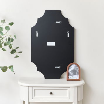 Black Satin Geometric Framed Wall Mirror 80cm x 50cm