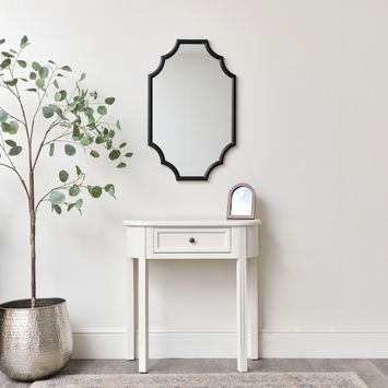 Black Satin Geometric Framed Wall Mirror 80cm x 50cm