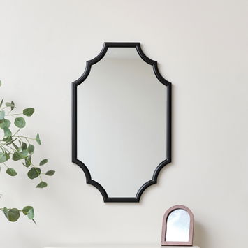 Black Satin Geometric Framed Wall Mirror 80cm x 50cm