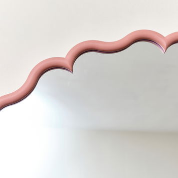 Dark Peach Scalloped Frame Round Wall Mirror - 80cm x 80cm