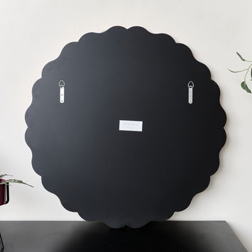 Dark Peach Scalloped Frame Round Wall Mirror - 80cm x 80cm