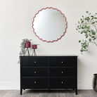 Dark Peach Scalloped Frame Round Wall Mirror - 80cm x 80cm