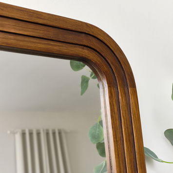 Dark Wood Arched Frame Wall Mirror 60cm x 140cm