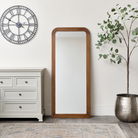 Dark Wood Arched Frame Wall Mirror 60cm x 140cm