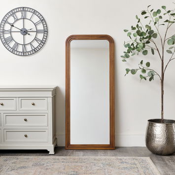 Dark Wood Arched Frame Wall Mirror 60cm x 140cm