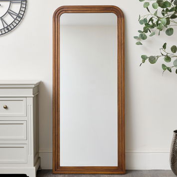 Dark Wood Arched Frame Wall Mirror 60cm x 140cm