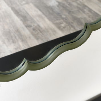 Green Scalloped Frame Round Wall Mirror - 80cm x 80cm