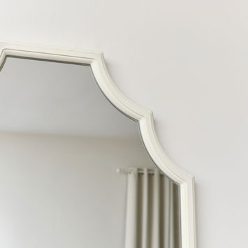 Ivory Geometric Framed Wall Mirror 80cm x 50cm