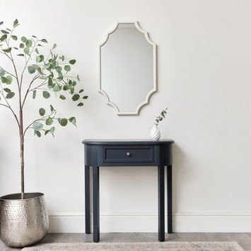 Ivory Geometric Framed Wall Mirror 80cm x 50cm