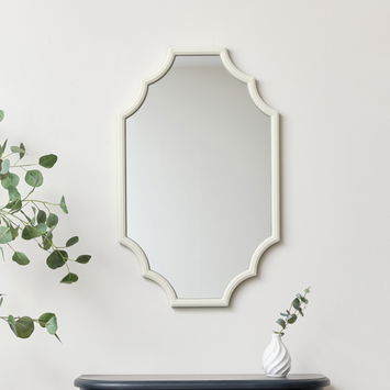 Ivory Geometric Framed Wall Mirror 80cm x 50cm