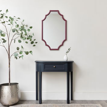 Raspberry Red Geometric Framed Wall Mirror 80cm x 50cm