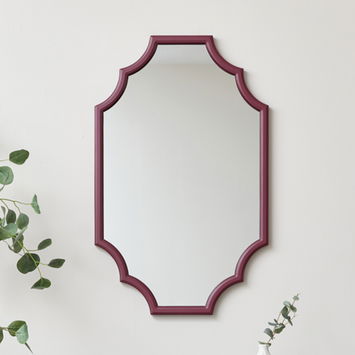 Raspberry Red Geometric Framed Wall Mirror 80cm x 50cm